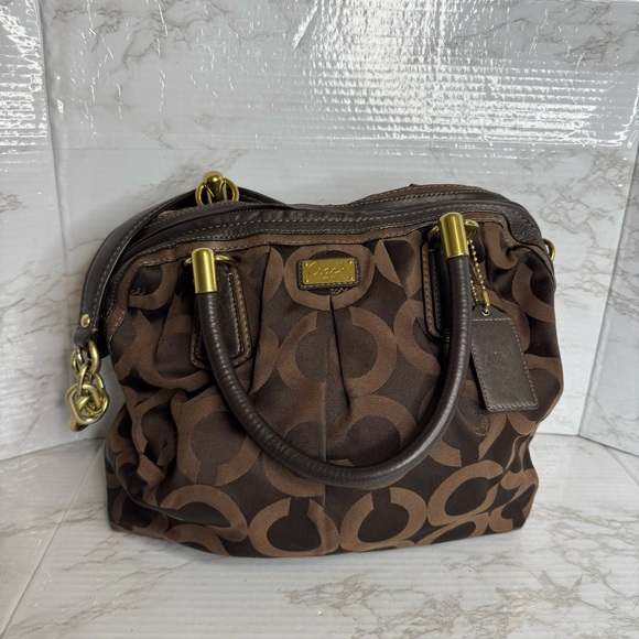 Coach Bag Y2K Brown Sateen Leather Tote Shoulder Bag Large Kristin 15342 ladies - Picture 1 of 16